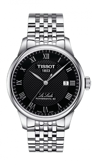 TIS T-CLASSIC LE LOCLE AUTO STAINLESS STEEL MENS BLACK DIAL WATCH