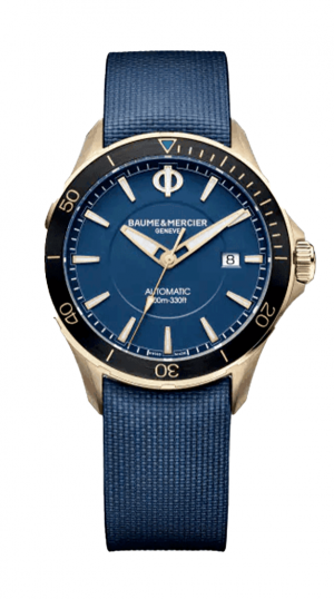 BMD CLIFTON CLUB BRONZE AUTO RUBBER STRAP MENS BLUE DIAL WATCH