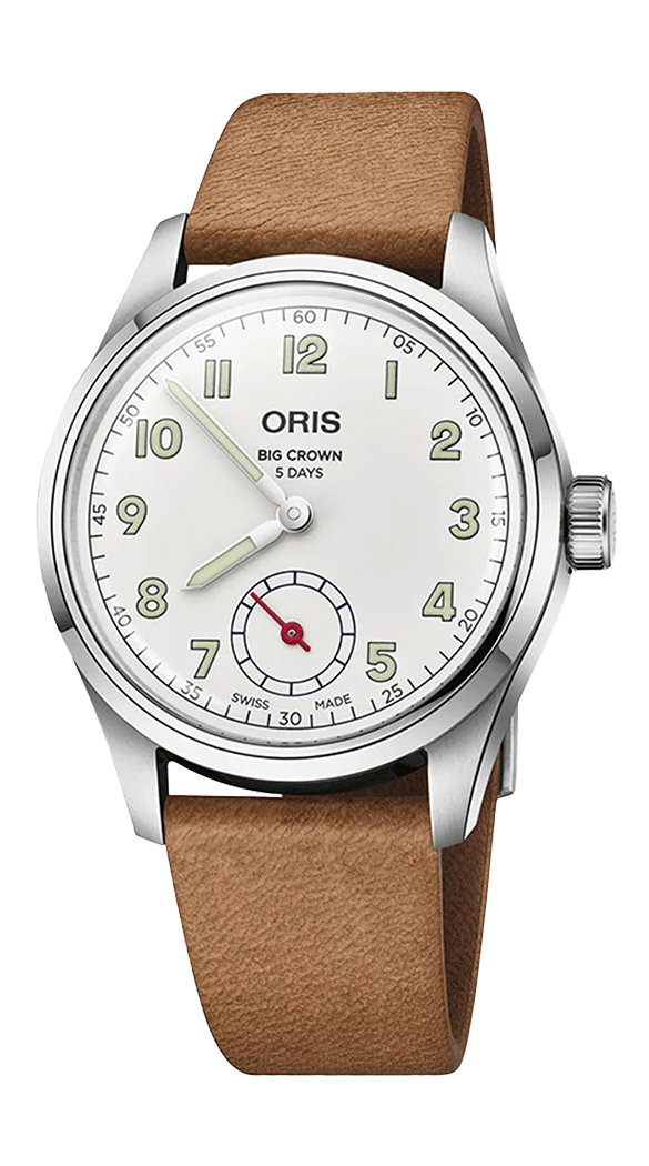 ORIS BIG CROWN WINGS OF HOPE LE AUTO LEATHER STRAP MENS WHITE DIAL WATCH