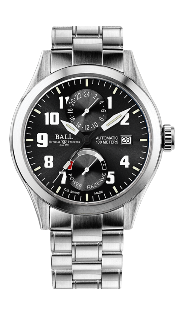 BAL ENGINEER MASTER II VOYAGER AUTO STAINLESS STEEL MENS BLACK DIAL WATCH