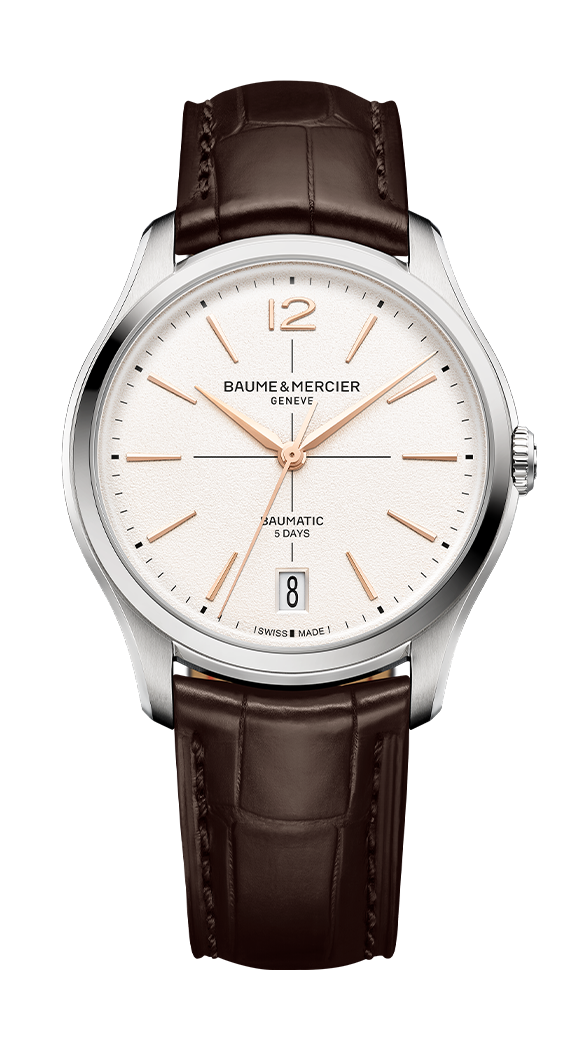 Clifton, steel, alligator watch. Men, automatic, round, 39 mm.