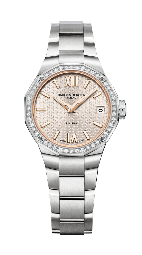 Riviera, steel, diamond watch.Women, quartz, dodecagonal, 33mm.