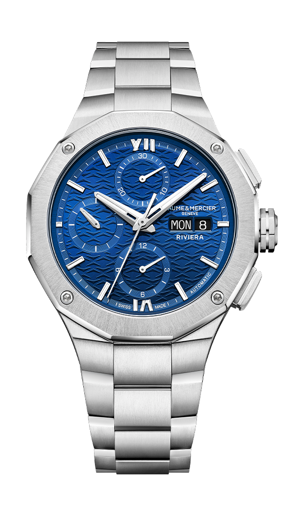 Riviera, steel, chronograph watch. Men, automatic, dodecagonal, 41 mm.
