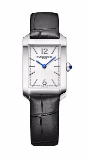 Hampton steel, leather watch. Ladies, quartz, rectangular, small size.
