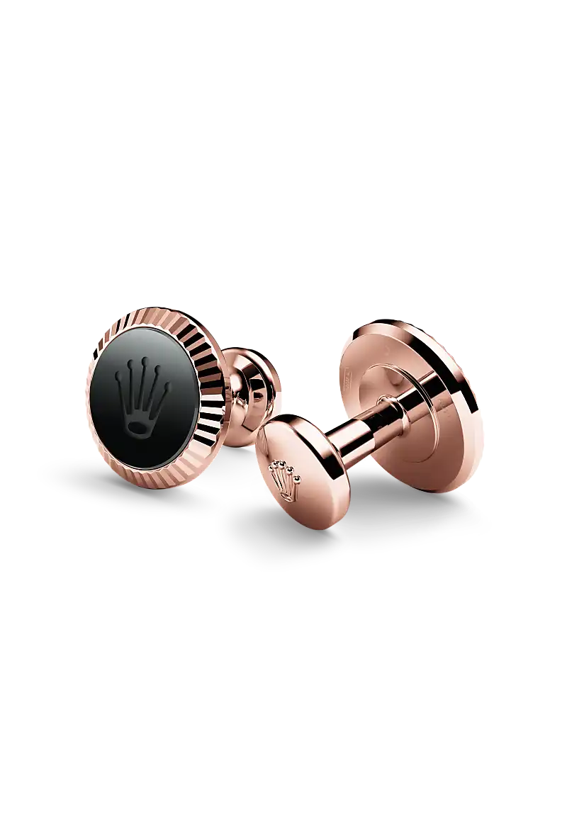 Rolex - ‘Fluted’ cufflinks - Everose gold and ceramic A1035