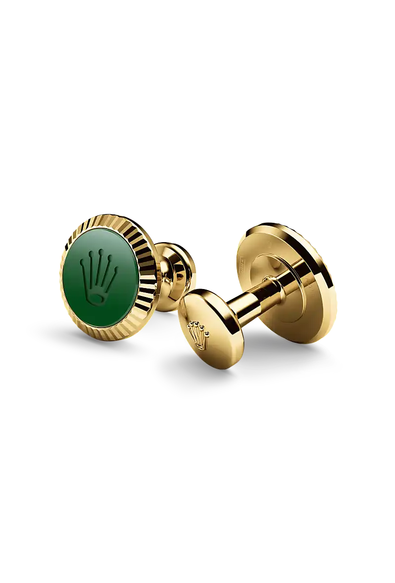 Rolex - ‘Fluted’ cufflinks - Yellow gold and ceramic A1038